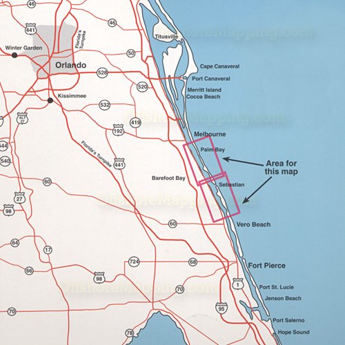 Top Spot Fishing Map N217, Sebastian Inlet and Palm Bay