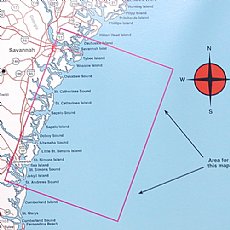 Top Spot Fishing Map N229, Georgia Offshore Brunswick to Savannah