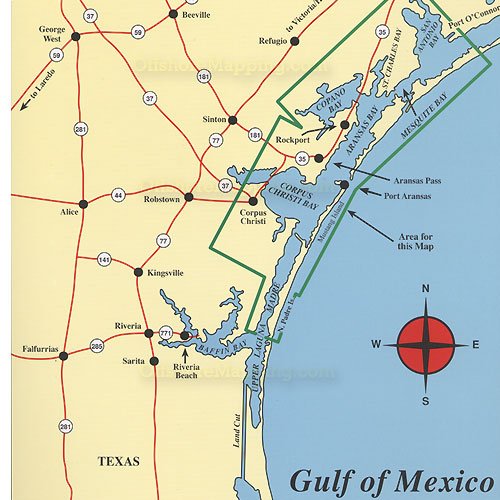 UPPER LAGUNA MADRE FISHING MAP Waterproof with GPS