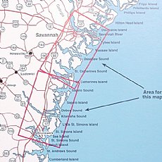 Top Spot Fishing Map N232, Brunswick Area North to Savannah Inshore